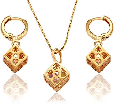 Juvel Jewelry Fashion Woman Jewlery Set with 18K Gold Plated Dice And CZ Inside