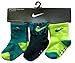 NIKE Swoosh 3 PAIR Magnigrip Infant/Toddler Socks (12-24 months) (Green/Camo/Volt)