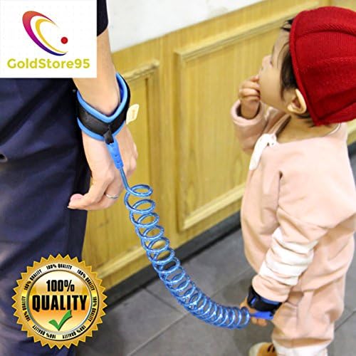 (GoldStore95) Anti Lost Wrist Link - Safety Harness, Strap Rope Leash Walking Hand Belt - Safety Harness for Toddlers, Babies &amp; Kids Safety (Blue-1,5m)