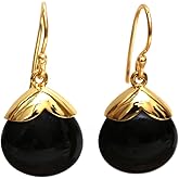 Gempires Gemstone 15 mm Pear With Gold Cap Hook Earring,Statement Birthstone jewelry, Teardrop shaped Earring