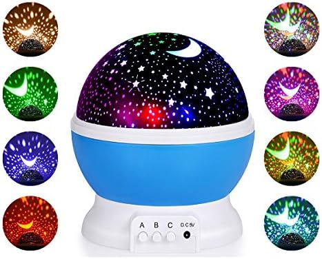 Flames Star Night Light Projector, Starry Light Rotating Moon Stars Lamp 360°USB Cable Batteries Powered, Children Bedroom-Funny gift for friends and family