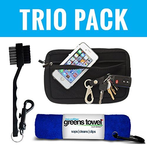 Golf Trio Pack (Royal Blue), Greens Towel Golf Trio Pack: Valuables Zip Pouch 10" x 7", Microfiber Greens Towel 16"x16", Club Brush