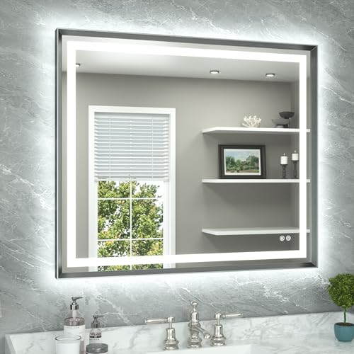 TETOTE Bathroom LED Mirror Brushed Gunmetal