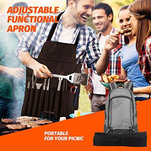 EIGNO BBQ Grilling Accessories 27-Piece Accessories Set，Professional Grade Stainless Steel Grill Kit with Meat Thermometer and Injector,Perfect BBQ Grilling Tools for All Your Grilling Needs