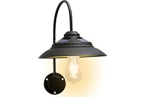Goodeco Solar Barn Light - Waterproof Metal Motion Sensor Outdoor Lights with Clear Glass LED Edison Bulb, 3 Solar Panels & 2 Lighting Modes, Easy Installation, House Warming or Dad Gifts (Black)