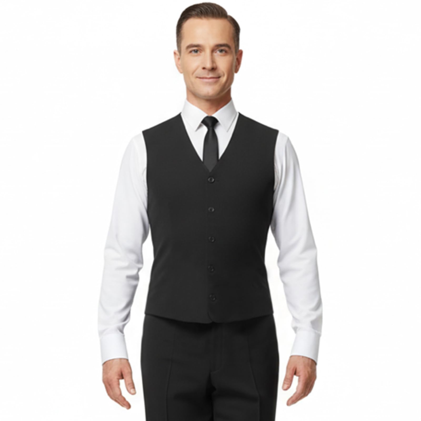 Ready4Dance Berlin Men's Vest Made in Italy for Standard and Ballroom Dance, Elegant and Comfortable, Black, Sizes S–4XL