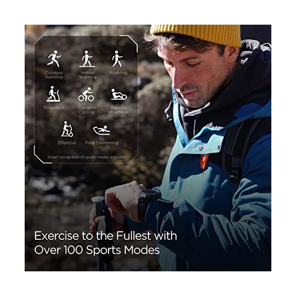 Amazfit T Rex Pro Sports Watch Military-grade Design with over 100 Sports Modes, 10 ATM Waterproof, 18 Day Battery Life…