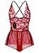 Lingerie Bodysuit for Women One Piece Lace Teddy Valentine's Day Lingerie (X-Large, Wine Red.)