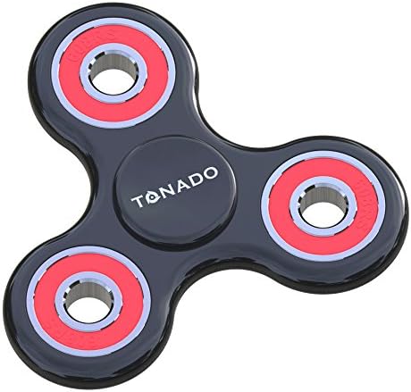 Tonado Tri Fidget Hand Spinner - Premium High Speed Si3N4 Ceramic Bearing ABS Frame Glow in the Dark Wristband - Help Focus Relieve Stress Anti-Anxiety ADHD Autism - Adults Kids EDC Toy (Black)