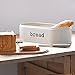 SveBake Metal Bread Box for Kitchen Counter Vintage & Retro Bread Bin with Bamboo Lid, Cream (Included a Free PDF Baking E-BOOK)