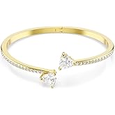 Swarovski Mesmera bangle, Heart, White, Gold-tone finish