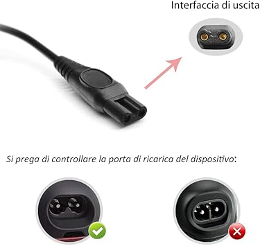 Cargador de 15V 360mA Sustitución Cargador de afeitadora HQ8505 ...