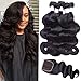 Flady Hair Weave Bundle with Closure 100% Unprocessed Brazilian Virgin Human Hair Bundles with Closure Body Wave 3 Bundles with Closure Human Hair Extensions Natural Color