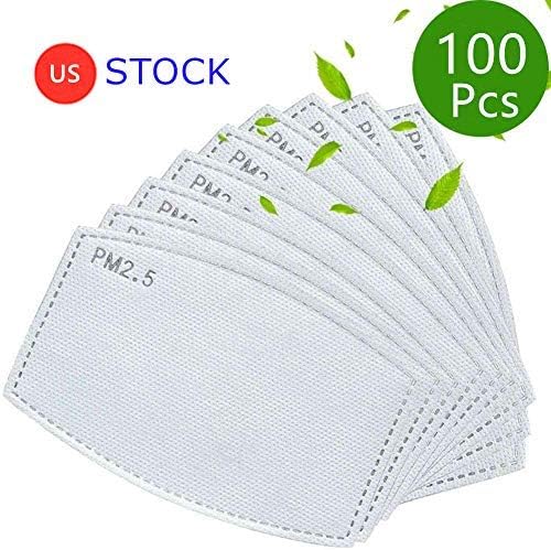 Activated Carbon PM2.5 Replacement Filter, 5 Layers Replaceable Anti Haze Filters for Mouth Shield (100 Pcs)-US Stock