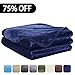 EASELAND Soft Queen Size Blanket Warm Fuzzy Microplush Lightweight Thermal Fleece Blankets for Couch Bed Sofa,90x90 Inches,Dark Blue