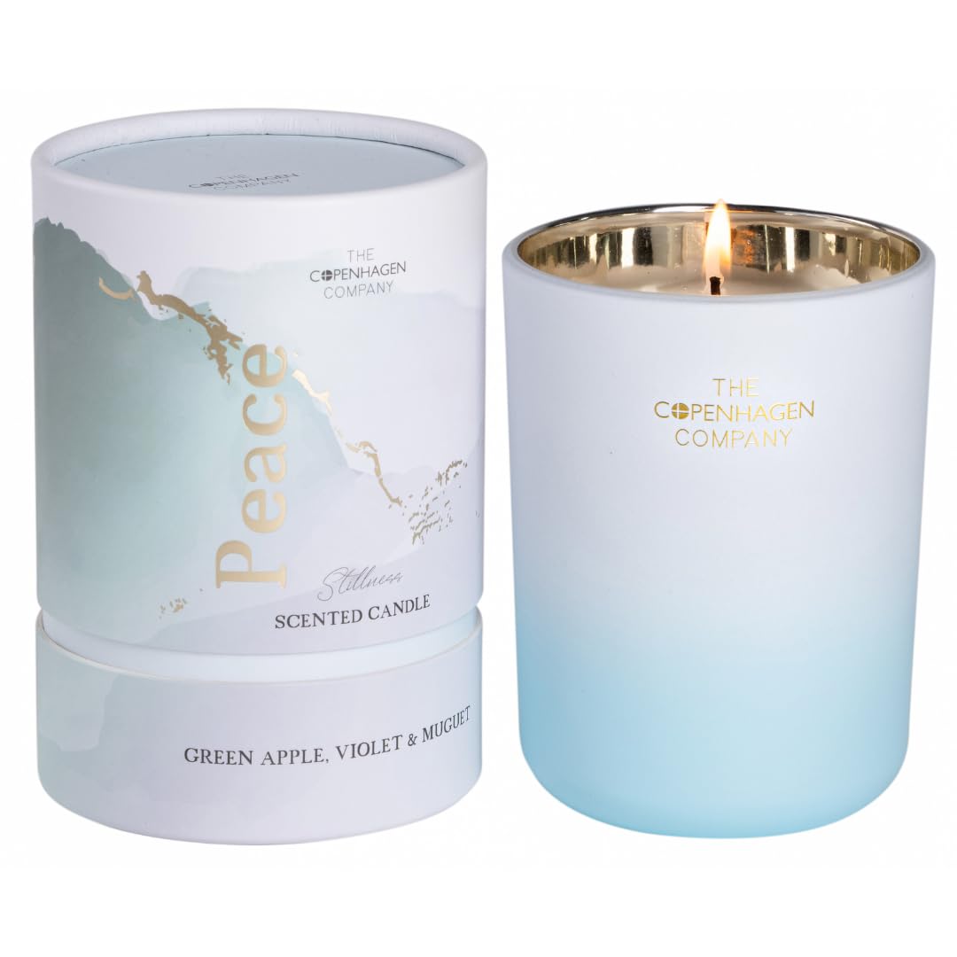 Luxury Scented Candle Gifts for Women | Aromatherapy Natural Wax Blend | 45 Hours Burn time | The Copenhagen Company - Green Apple, Violet & Muguet (7oz)