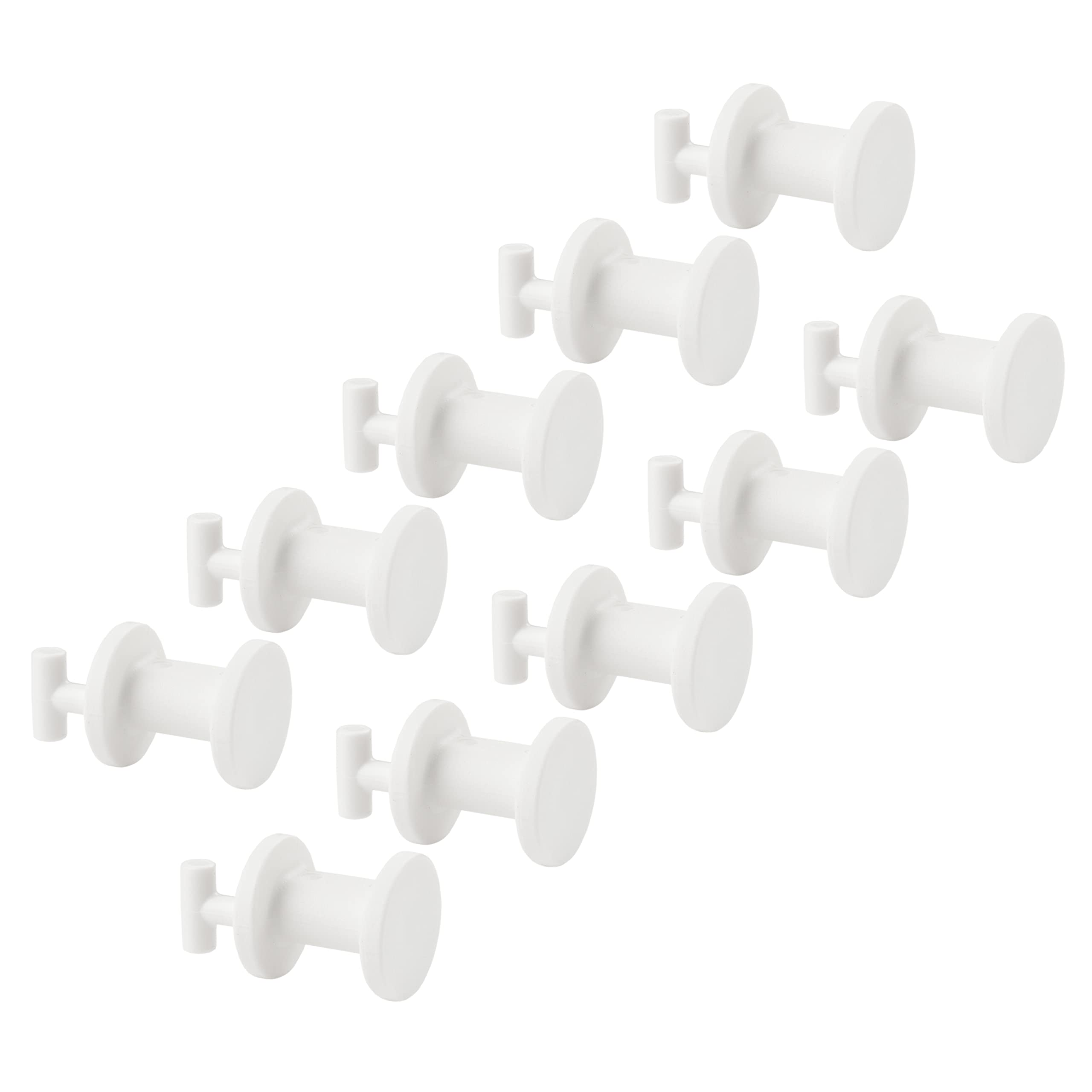 IKEA SKADIS Mini Plastic Push Hooks (Fits SKADIS Peg Board), White, 19 Millimetres, 205.198.88 - Set of 10