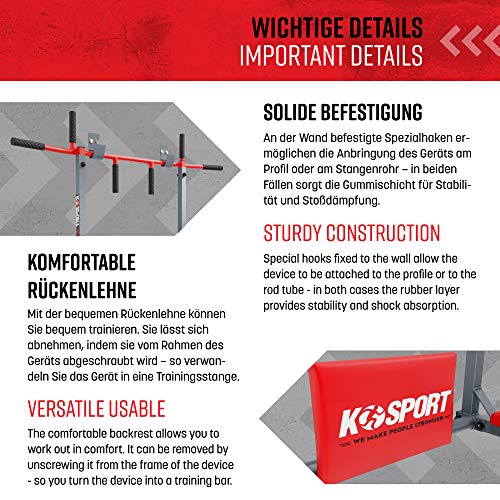 K-Sport-Klimmzugstange-Dip-Station-zur-Wandmontage-I-Kraftstation-mit-Pull-Up-Bar-Dip-Stange-I-Kraftturm-Klimmzugturm-I-Klimmzug-Dip-Station-I-Professionelle-Fitnessgeraete-fuer-Zuhause