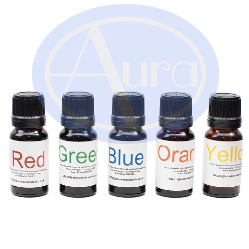 Soap Base Colour Kit. Five Water based Colours for Melt &amp; Pour Soaps Cosmetics etc. by Soap Colour Kit