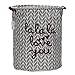 Sea Team Foldable Large Cylindric New Canvas Fabric Storage Bin Storage Basket Organizer for Kid's Room Toy Storage, Laundry Hamper for Blouse T-shirt Underwear etc, Grey