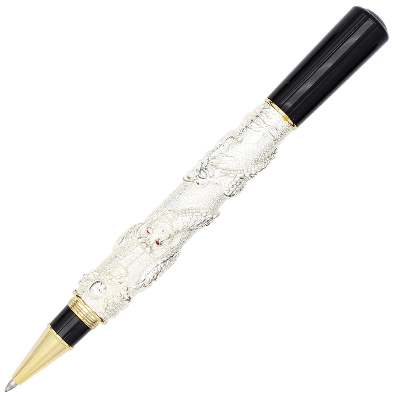 Gullor Noble Sliver Classical Chinese Dragons Style 3D Carved Rollerball pen