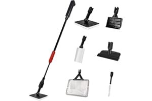 SVECKE Fish Tank Cleaning Tools, 6 in 1 Aquarium Cleaning Tools, Fish Tank Cleaner with Adjustable Long Telescopic Handle,Multifunction Aquarium Cleaner for Saltwater Freshwater Fish Tank Cleaning Kit
