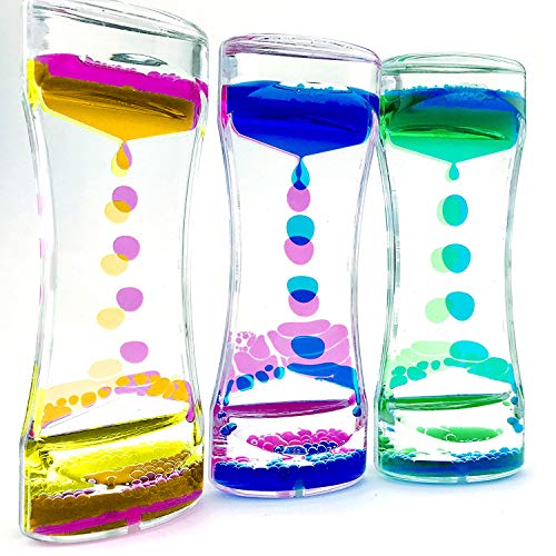 3 Pack Liquid Motion Bubbler Timer, Stress Relief Sensory Toys Party Favors for Kids Girls Boys Autistic Children ADD ADHD Relax Therapy Increase Focus Calm St. Patricks Day Easter Birthday Gifts