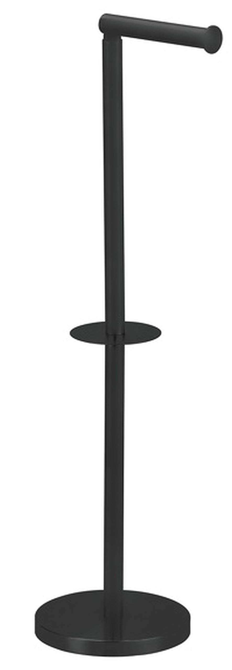 MSV Toilet Roll Holder Stand 15 x 60 x 15 cm Independent Stainless Steel Look Matte Black