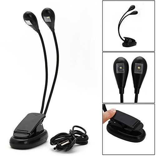 Delight eShop Clip On LED Book Light Arm Reading Laptop Music Stand Tablet PC iPad Travel Lamp