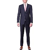 Arthur Black Mens Slim Fit Two Button 100% Wool Wrinkle Resistant Suit - Solid Navy