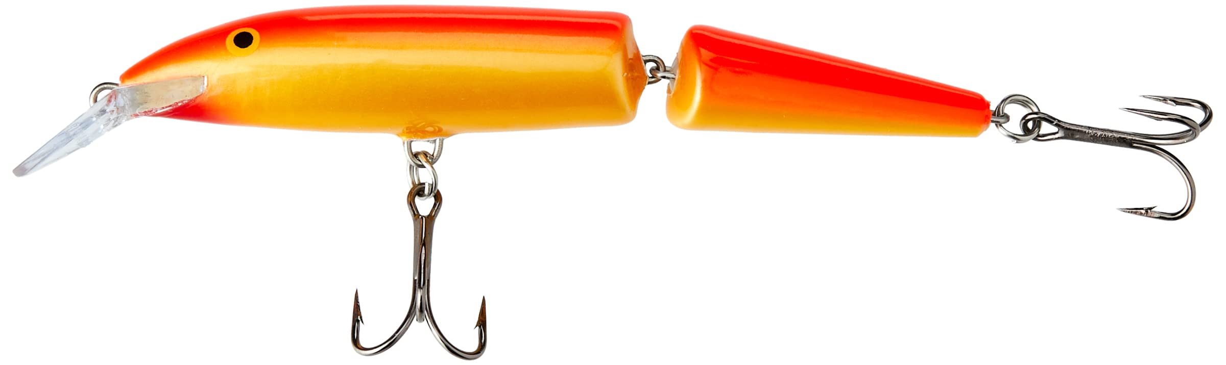 Rapala Jointed Lure with Two No. 5 Hooks, 1.5-2.1 m Swimming Depth, 9 cm Size, Gold Fluorescent Red