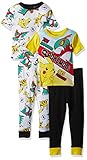 Pokemon Boys' Little Boys' Pikachu 4-Piece Cotton Pajama Set, Yellow/Black, 6