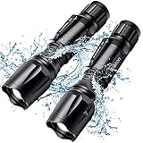 Wsiiroon LED Flashlight, Best Pocket Flashlight Super Bright with 5 Modes, Waterproof, Zoomable, Portable with Clip for Working Camping Emergency-2 Pack (Batteries Not Included)