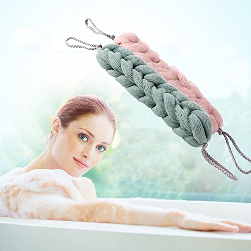 Bath Sponge Bamyko Exfoliating Braided Mesh Shower Pouf Loofah Stretch Back Scrubber 2 Pack + Loofah Pad
