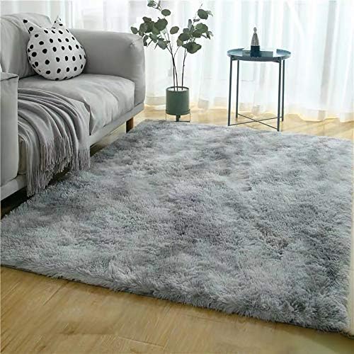 DelongKe Adult Bedroom Carpet Long Pile Carpet Soft, Machine Washable Carpet for Living Room, Office, Bedroom, Office, Bar,Aquagray,300x400cm