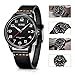 BUREI Men's Unique Quartz Wrist Watches with Stainless Steel Luminous Dial with Black Leather Band