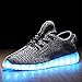 PENGCHENG Men's Women's 7 Colors LED Shoes Fashion Sneakers Sports Shoes Size 8 US White