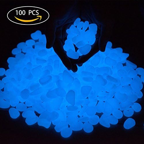 Ovinm Glow Pebbles in the Dark Garden for Walkways and Decor, 100 Packs in Blue (100 pcs)