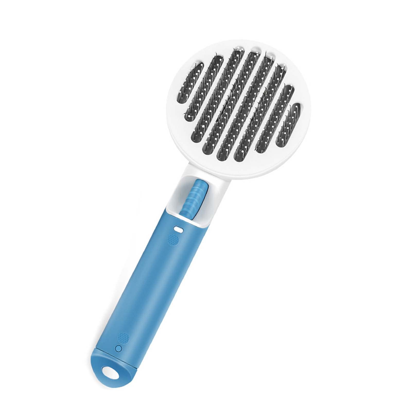 Hesheng Pet Grooming Brushes Self-Cleaning Slicker Brush and Massage Brush for Dogs and Cats Long or Short Hair Removes Loose Undercoat Soft Combs Pet Supplies (Round Comb, BLUE)