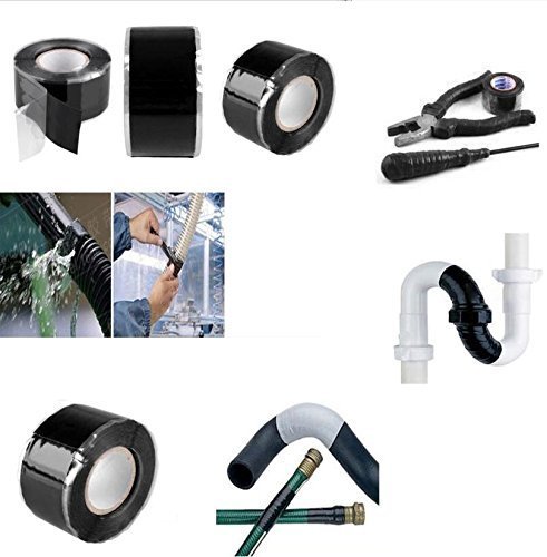 Homgaty 1 Rolls Black Repair Sealing Insulation Tape,Silicone Waterproof Self Fusing Tape,25mmx3m - Thumbnail 3