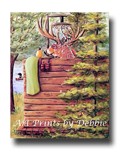 Debbie Ceronefunny Bathroom Wall Art Rustic Country Home Bath Decor Deer Hunting Gift For Him Print Or Canvas Pine Trees Loon On Lake Fun Woodland Animal Dailymail