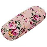 ZZ Sanity Flower Fabric Covered Clam Shell Style Eyeglass Case Spectacles Box （Pink2）