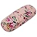 ZZ Sanity Flower Fabric Covered Clam Shell Style Eyeglass Case Spectacles Box （Pink2）
