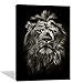Yatsen Bridge Lion Head Portrait Wall Art Printed Posters and Prints Black White Animal Lion Picture Wall Art on Canvas for Living Room Modern Home Decor Stretched Ready to Hang(16''W x 20''H)