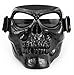 Ishowstore Motorbike Motorcycle Off-Road Riding Goggles Glasses With Skull Face Mask Open Face Helmet (Black skull with Transparent lens)