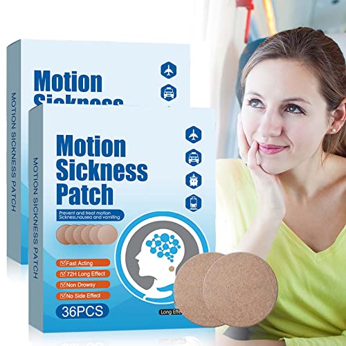 Motion Sickness Patches, 72Pcs Tinnitus Relief Patches for Ringing Ears, Relief Vertigo and Nausea Due to Travel of Cars Ships Airplanes Trains,Suitable for Adults and Children