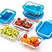 Elacra Glass Food Storage Containers [6-Pack, 28oz] - Glass Meal Prep Containers with Airtight and BPA-Free Locking Lids - 6 Glass Storage Containers & 6 Blue Lids