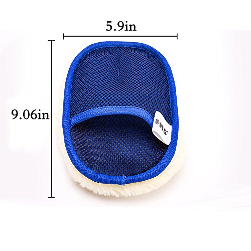 FMS Absorbent Synthetic Wool Wash Mitt,Universal Scratch-Free, Lint-Free Car Wash Pad for Automotive Cleaning, Waxing, Polishing (Blue) - Thumbnail 4