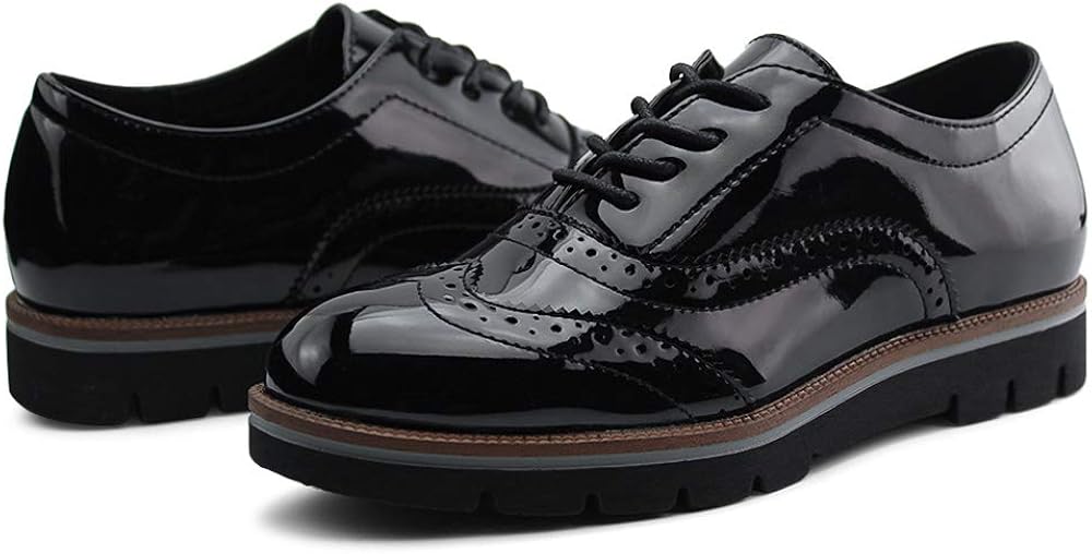  | JABASIC Women Lace Up Oxford Shoes Wingtip Brogue Walking Shoes | Oxfords