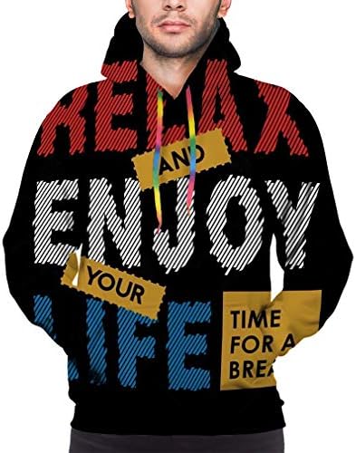 Unisex 3D Hoodie Funny Print Sweatshirts Tops Hoody Pullover Hoodies Quote Relax Enjoy Your Life time Break Lettering e